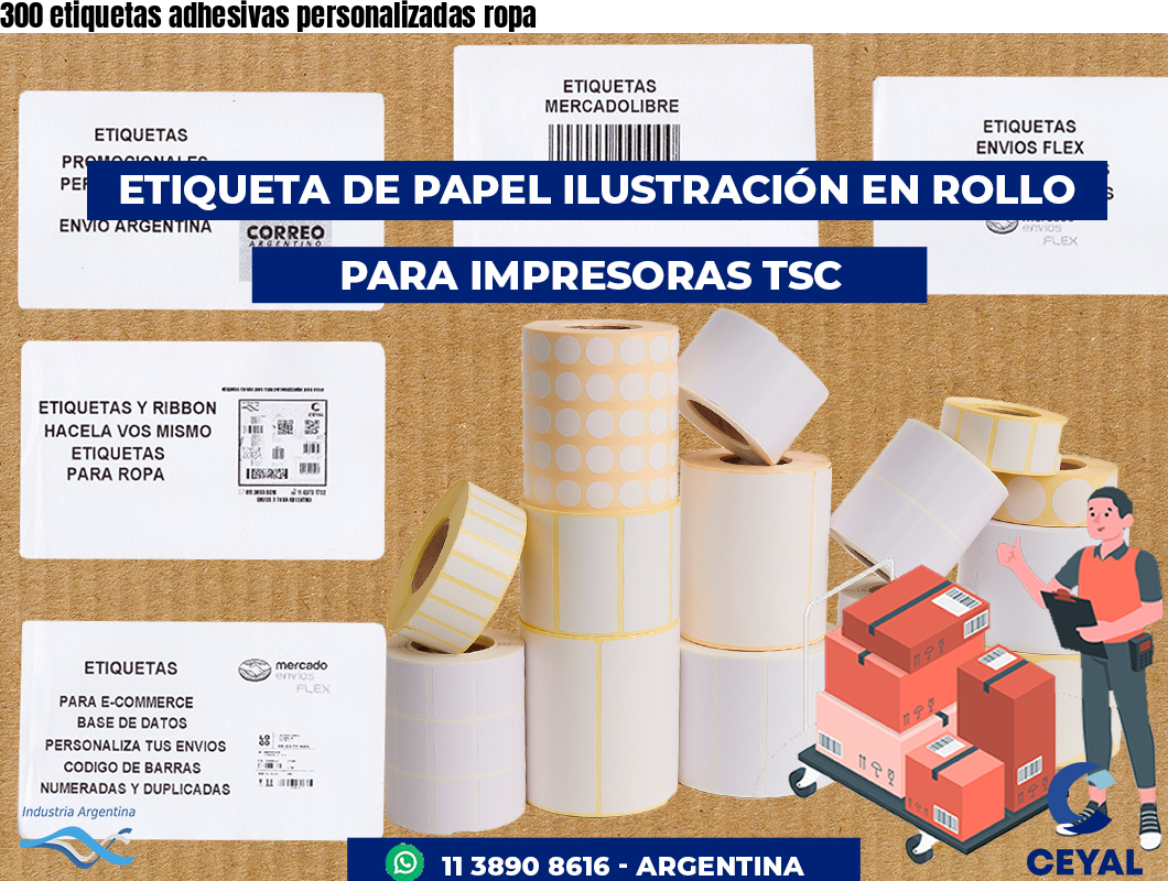 300 etiquetas adhesivas personalizadas ropa