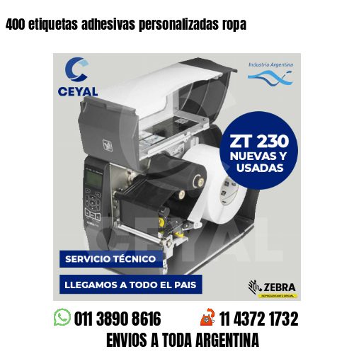 400 etiquetas adhesivas personalizadas ropa