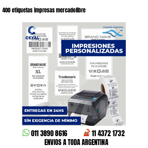 400 etiquetas impresas mercadolibre