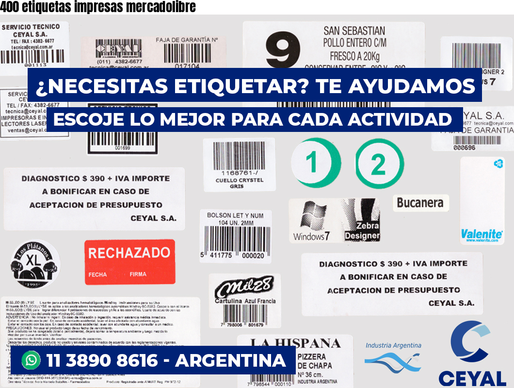 400 etiquetas impresas mercadolibre