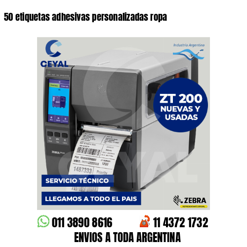 50 etiquetas adhesivas personalizadas ropa
