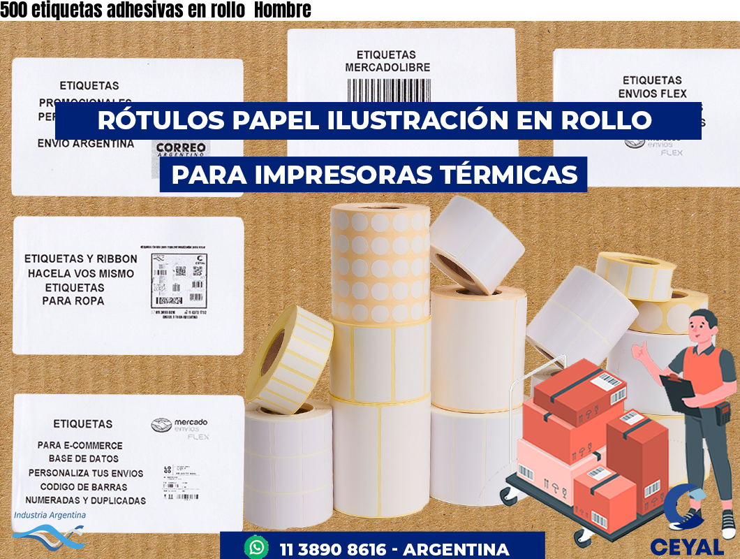 500 etiquetas adhesivas en rollo  Hombre