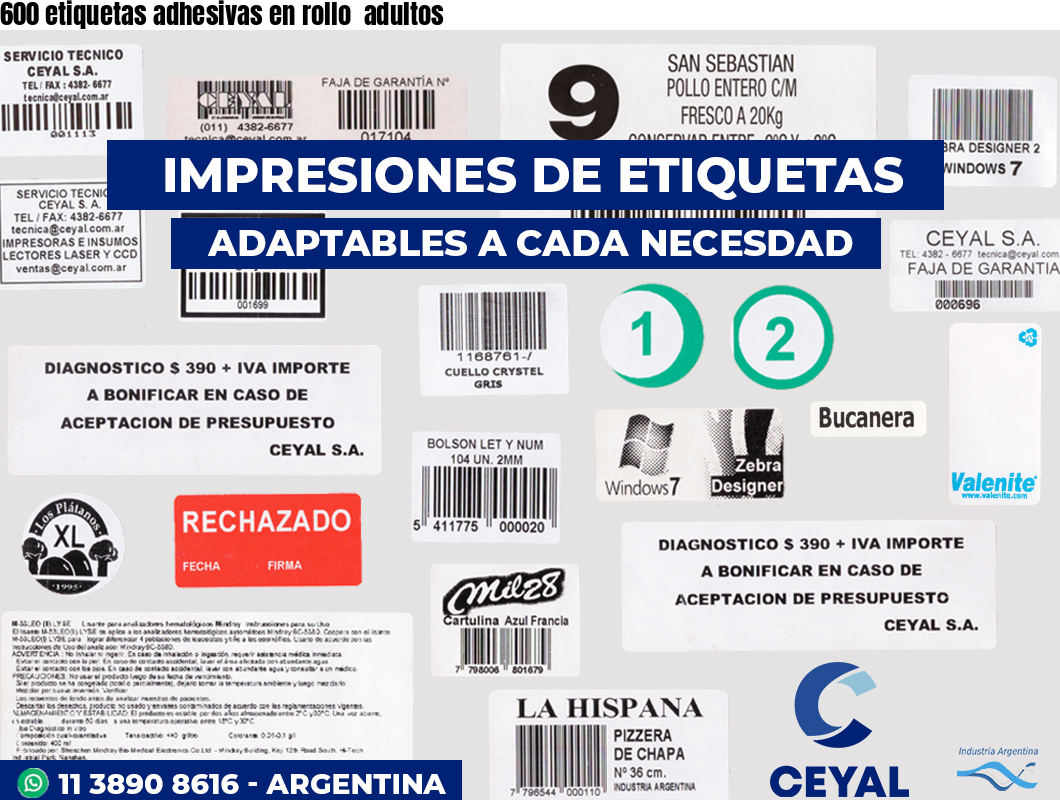 600 etiquetas adhesivas en rollo  adultos