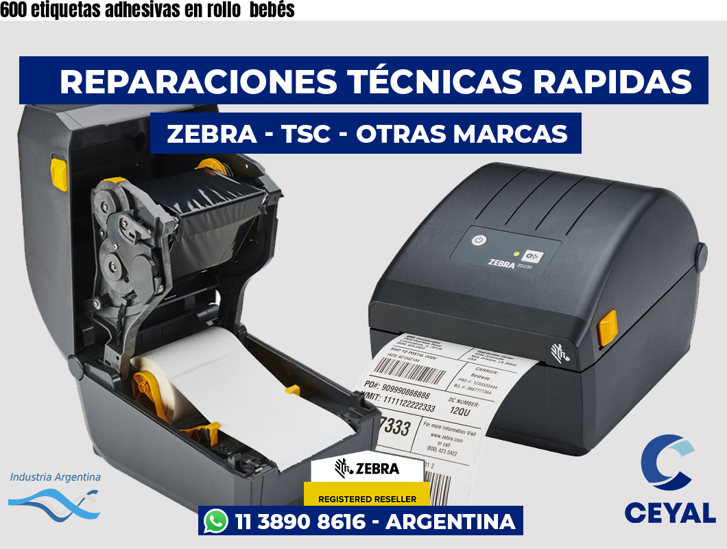 600 etiquetas adhesivas en rollo  bebés