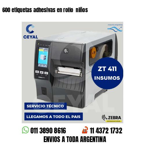 600 etiquetas adhesivas en rollo  niños