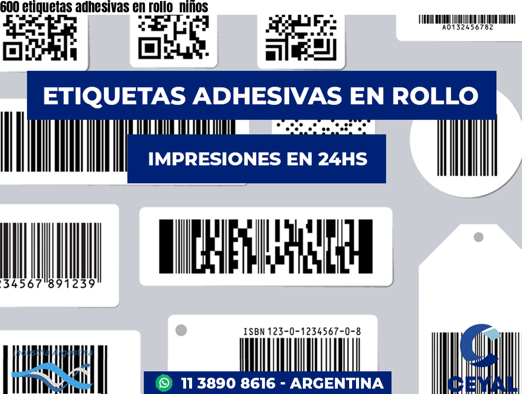 600 etiquetas adhesivas en rollo  niños