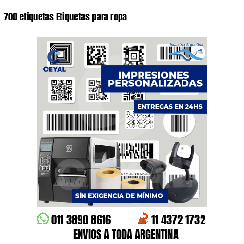700 etiquetas Etiquetas para ropa
