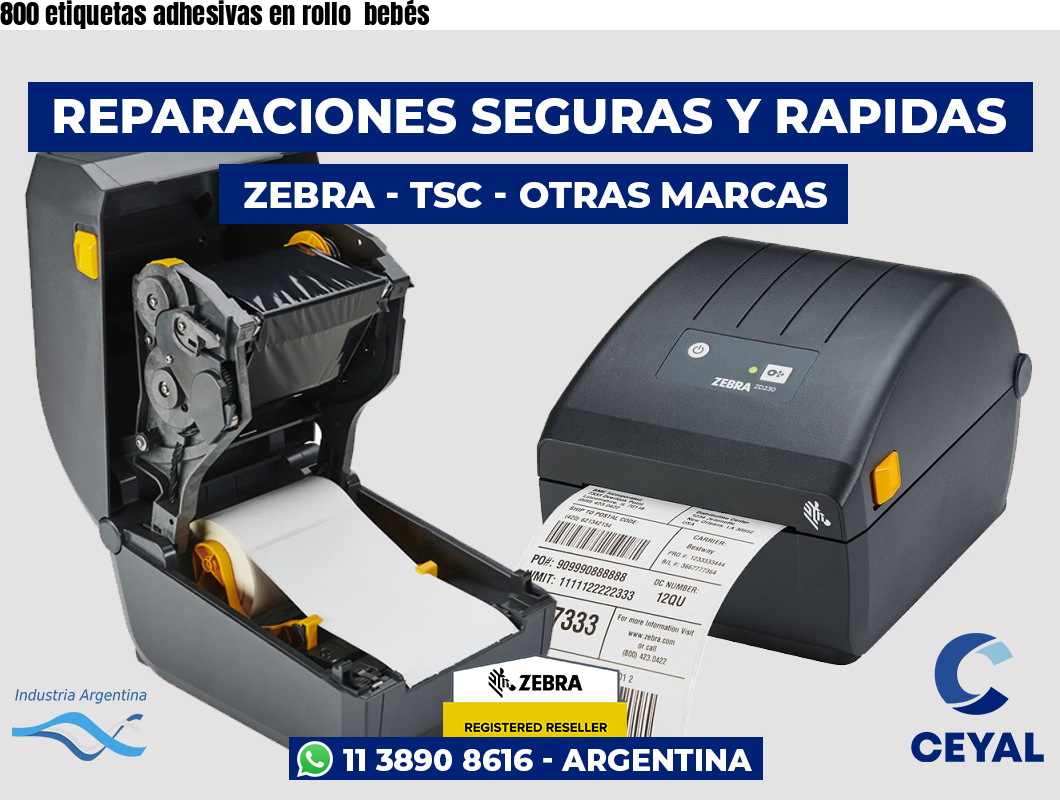 800 etiquetas adhesivas en rollo  bebés