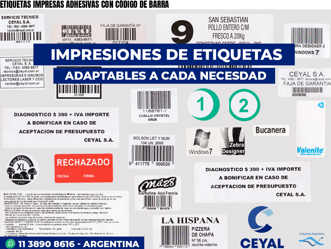 ETIQUETAS IMPRESAS ADHESIVAS CON CÓDIGO DE BARRA