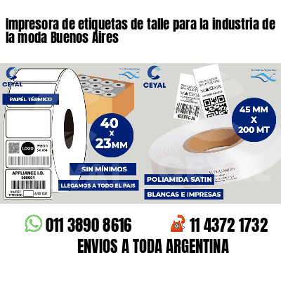 Impresora de etiquetas de talle para la industria de la moda Buenos Aires