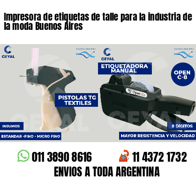 Impresora de etiquetas de talle para la industria de la moda Buenos Aires