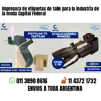 Impresora de etiquetas de talle para la industria de la moda Capital Federal