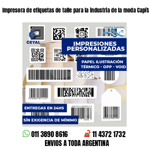 Impresora de etiquetas de talle para la industria de la moda Capital Federal