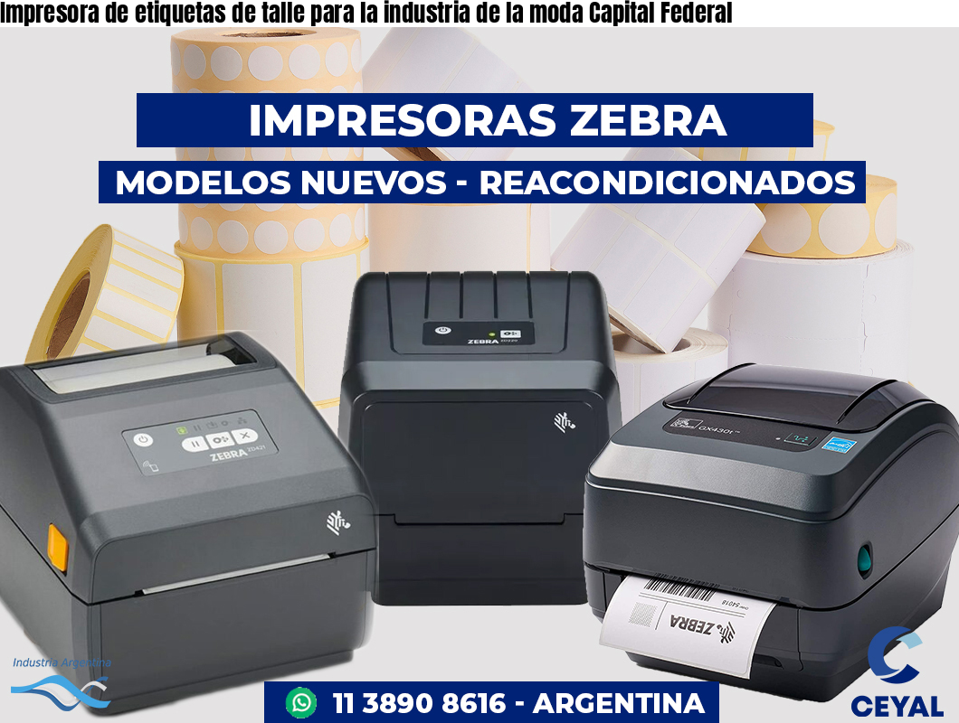 Impresora de etiquetas de talle para la industria de la moda Capital Federal