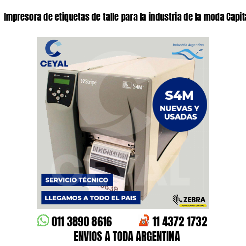 Impresora de etiquetas de talle para la industria de la moda Capital Federal