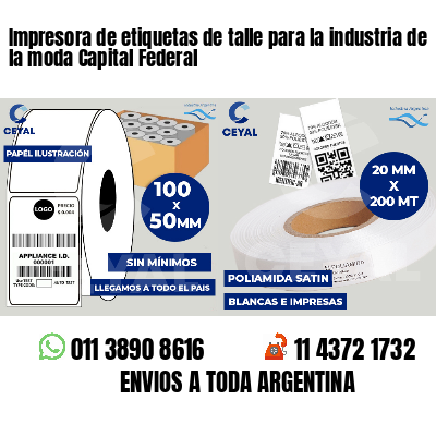 Impresora de etiquetas de talle para la industria de la moda Capital Federal