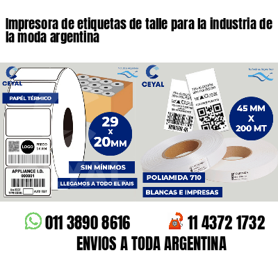 Impresora de etiquetas de talle para la industria de la moda argentina