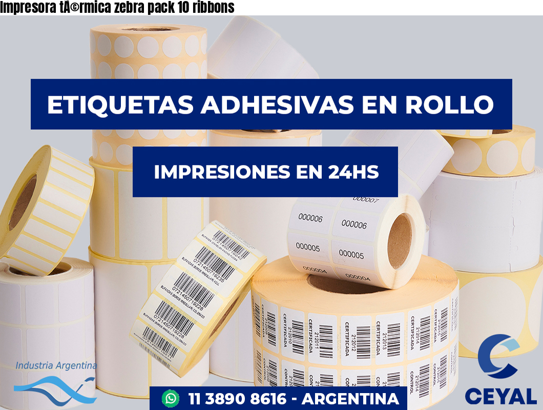 Impresora térmica zebra pack 10 ribbons