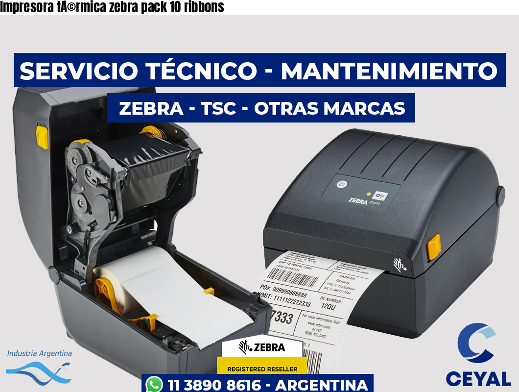 Impresora tÃ©rmica zebra pack 10 ribbons