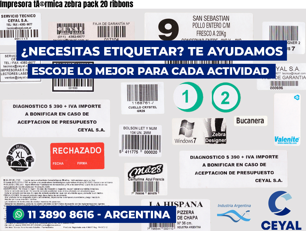 Impresora térmica zebra pack 20 ribbons