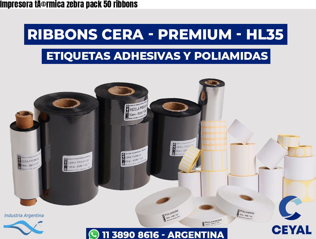 Impresora tÃ©rmica zebra pack 50 ribbons