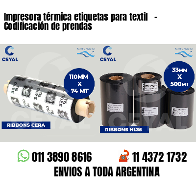 Impresora térmica etiquetas para textil   - Codificación de prendas