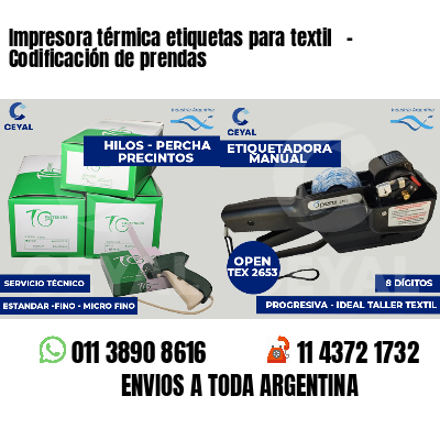Impresora térmica etiquetas para textil   - Codificación de prendas
