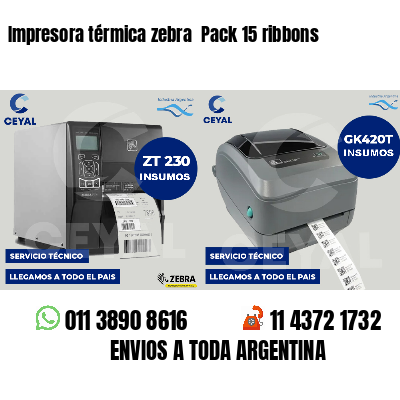 Impresora térmica zebra  Pack 15 ribbons