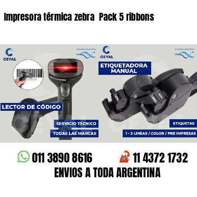 Impresora térmica zebra  Pack 5 ribbons