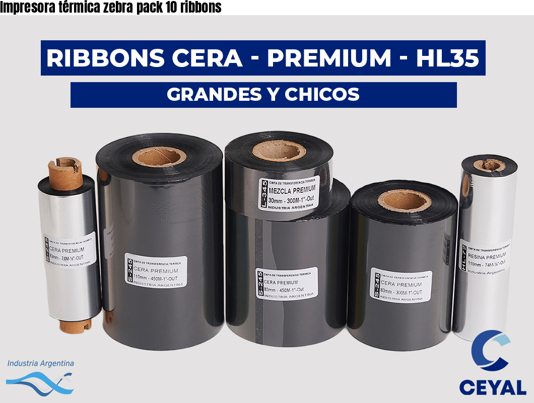 Impresora térmica zebra pack 10 ribbons