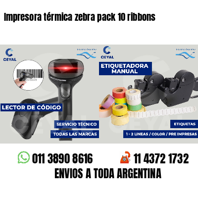 Impresora térmica zebra pack 10 ribbons