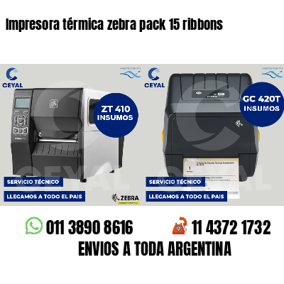 Impresora térmica zebra pack 15 ribbons
