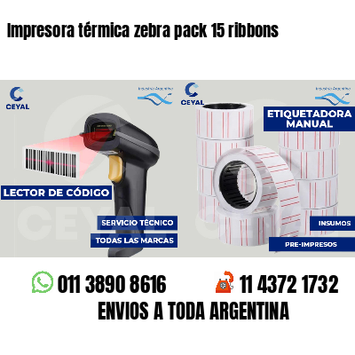 Impresora térmica zebra pack 15 ribbons