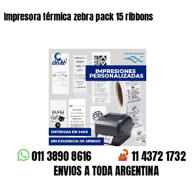 Impresora térmica zebra pack 15 ribbons
