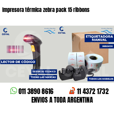 Impresora térmica zebra pack 15 ribbons