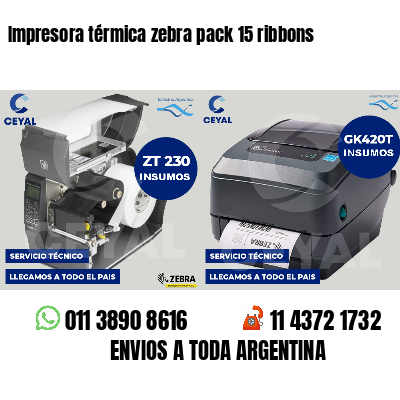 Impresora térmica zebra pack 15 ribbons