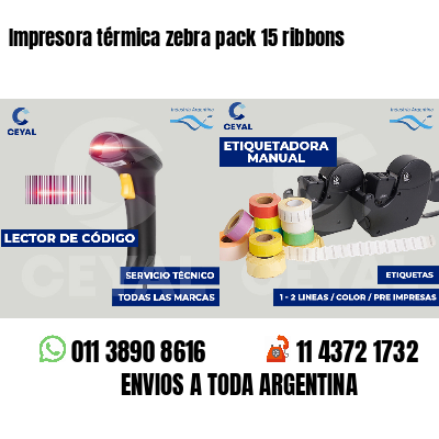 Impresora térmica zebra pack 15 ribbons