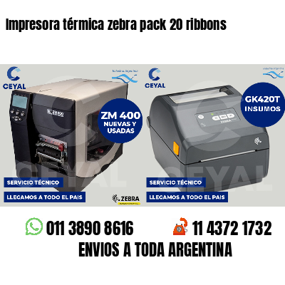 Impresora térmica zebra pack 20 ribbons