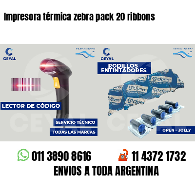 Impresora térmica zebra pack 20 ribbons