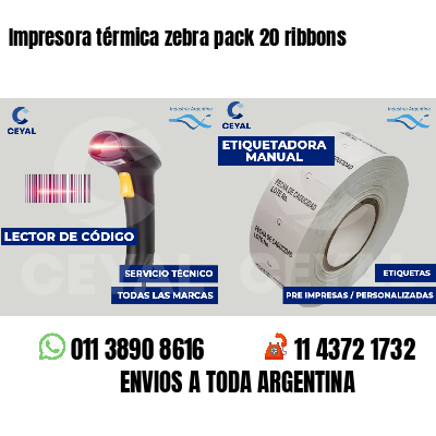 Impresora térmica zebra pack 20 ribbons