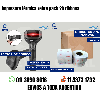 Impresora térmica zebra pack 20 ribbons