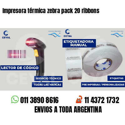 Impresora térmica zebra pack 20 ribbons