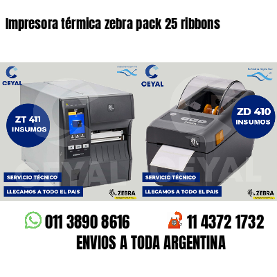 Impresora térmica zebra pack 25 ribbons