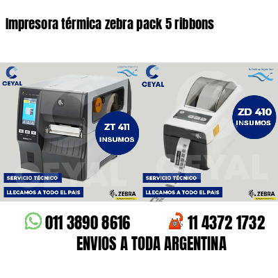 Impresora térmica zebra pack 5 ribbons