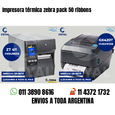 Impresora térmica zebra pack 50 ribbons