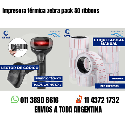 Impresora térmica zebra pack 50 ribbons