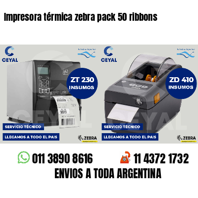 Impresora térmica zebra pack 50 ribbons