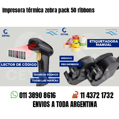 Impresora térmica zebra pack 50 ribbons