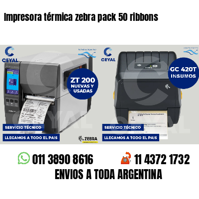 Impresora térmica zebra pack 50 ribbons