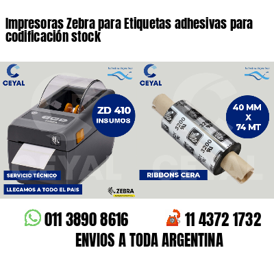 Impresoras Zebra para Etiquetas adhesivas para codificación stock
